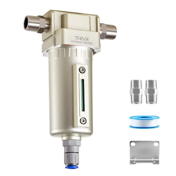 Auto-Drain Air Compressor Filter, 1/2 in. NPT Air-Dryer for Compressor with 5μm Brass Filter Element