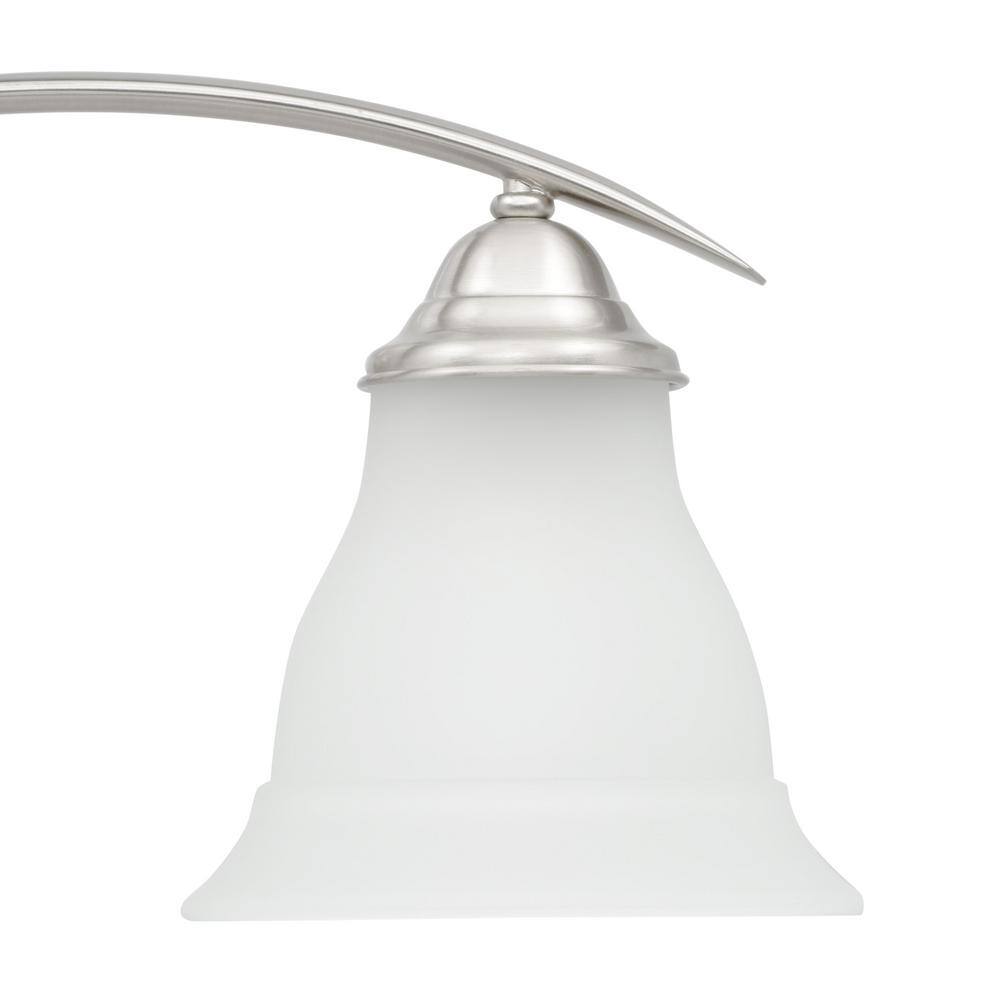 Trinity Brushed Nickel 3-Light Vanity Fixture with Etched Glass Shades