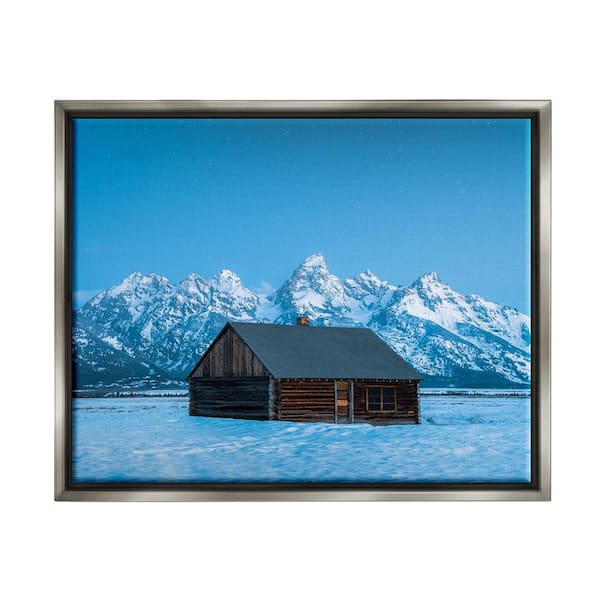 Stupell Industries Log Cabin Mountain View by Jared Kreiss 1 Piece Floater Frame Graphic Print Nature Poster Art Print 21 in. x 17 in.