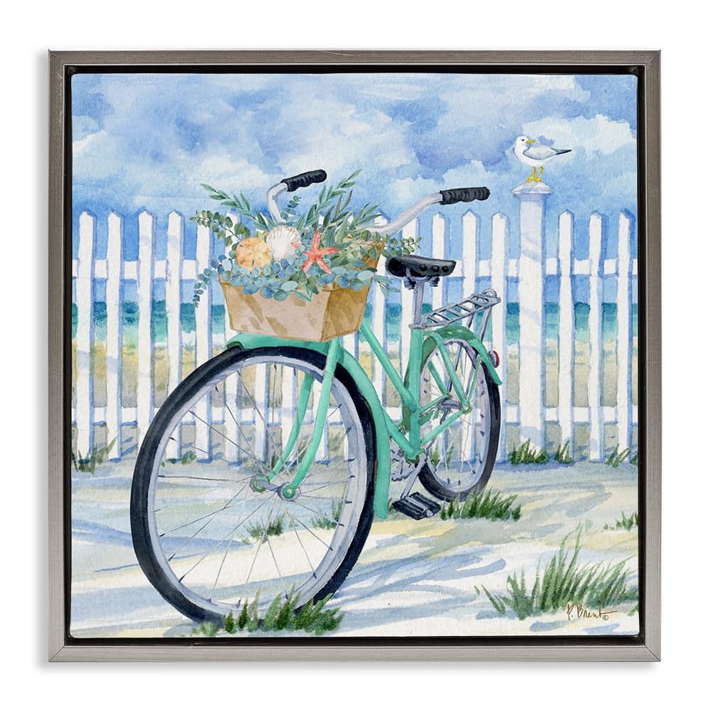 Bike on Rosemary Beach by Paul Brent Gray Floater Frame Typography Graphic Art Print 25 in. x 25 in. price history on PriceWatchPro