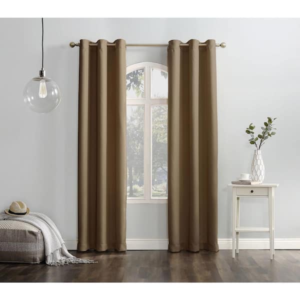 Unbranded Semi-Opaque Mocha No. 918 Casual Montego Woven Grommet Top Curtain Panel, 48 in. W x 63 in. L