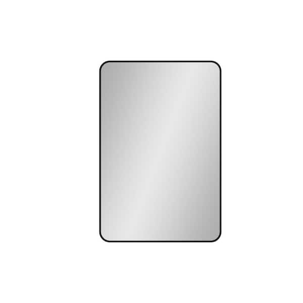 Unbranded Matte Black 30 in. W x 36 in. Modern Rectangle Wall Mirror with Anti-Rust