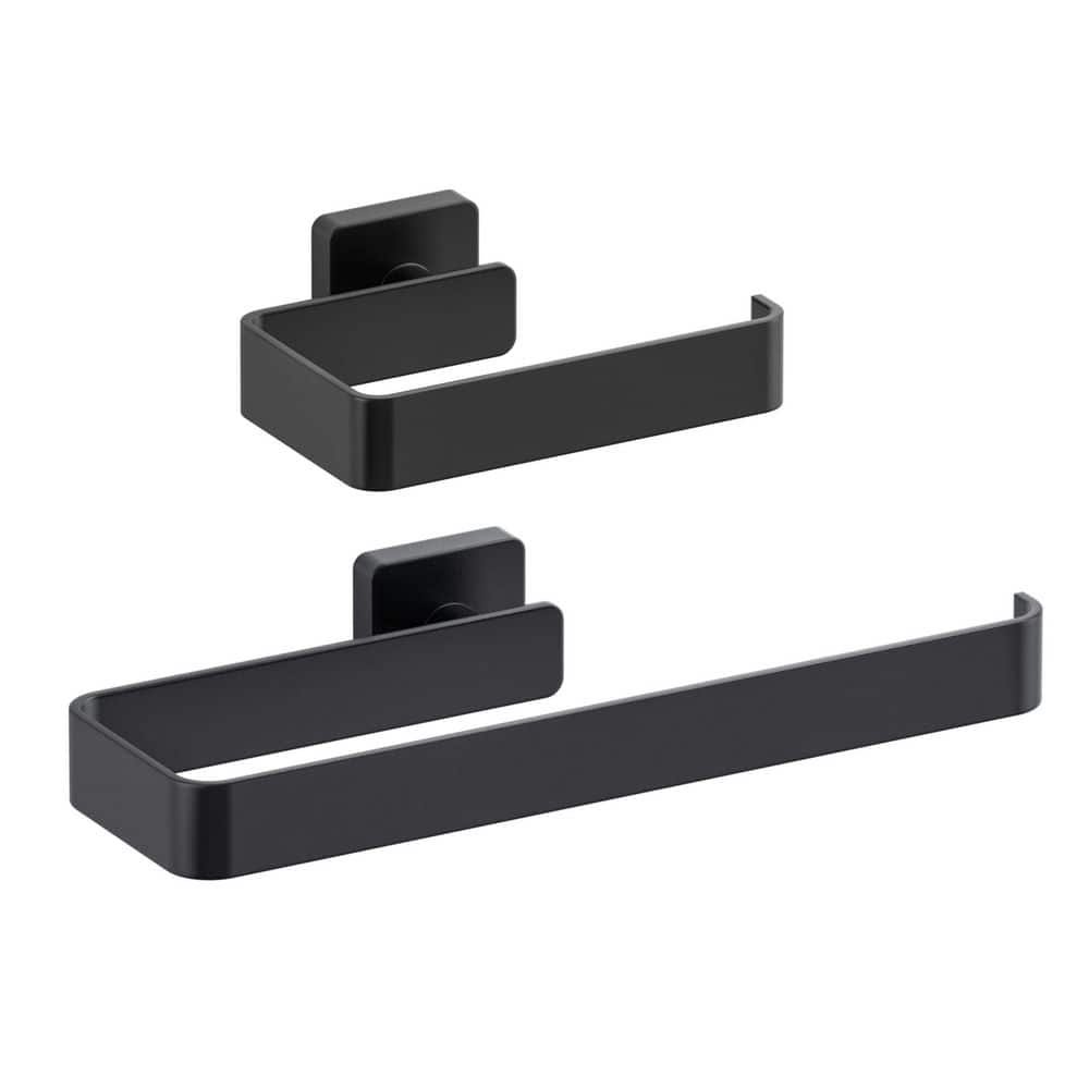 2-Piece Bathroom Hardware Set with Toilet Paper Holder Towel Bar/Rack in Matte Black price history on PriceWatchPro