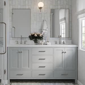 Cambridge 66 in. W x 21.5 in. D x 34.5 in. H Double Freestanding Bath Vanity Cabinet without Top in Grey