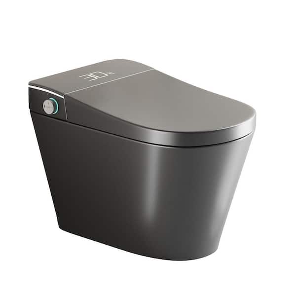 Elongated Bidet Toilet 1.28 GPF in Grey with Heated Seat, Warm Water, Dryer, Auto Open/Close, Foot Sensor, Night Light