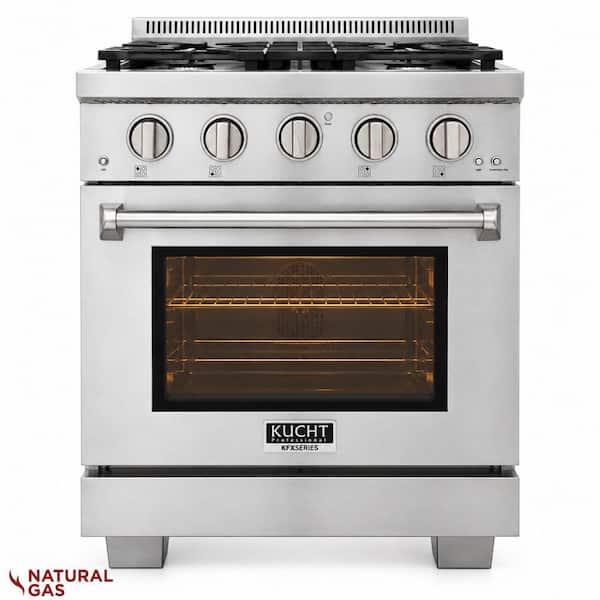 30 in. 4.2 cu. ft. 4-Burners Freestanding Natural Gas Range and Convection Oven in Stainless Steel w/True Simmer Burners