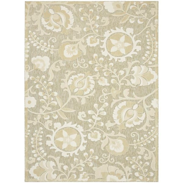 Aloha Ivory Sage 8 ft. x 11 ft. Floral Contemporary Area Rug
