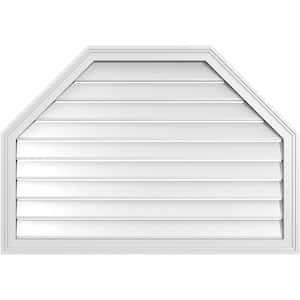 40 in. x 28 in. Octagonal Top Surface Mount PVC Gable Vent: Functional with Brickmould Frame
