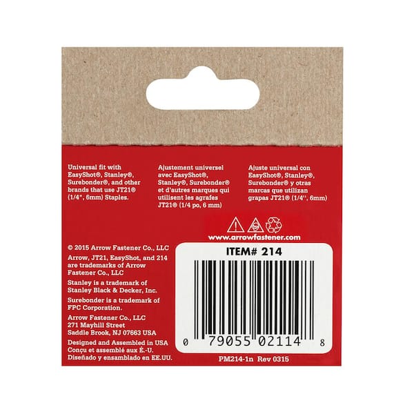 Amazon.co.jp: Arrow Fastener 214 純正 JT21/T27 1/4インチ