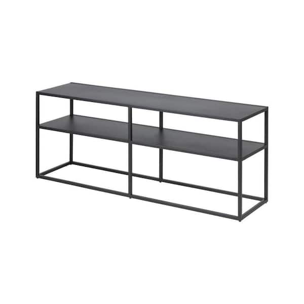 Benjara 19.69 in. Black and Gray Metal TV Stand Fits TVs up to 48 in. with Powder Coated Steel Shelf