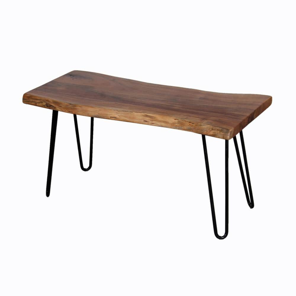 Handcrafted Natural Live Edge 38" Bench with Hairpin Metal Legs