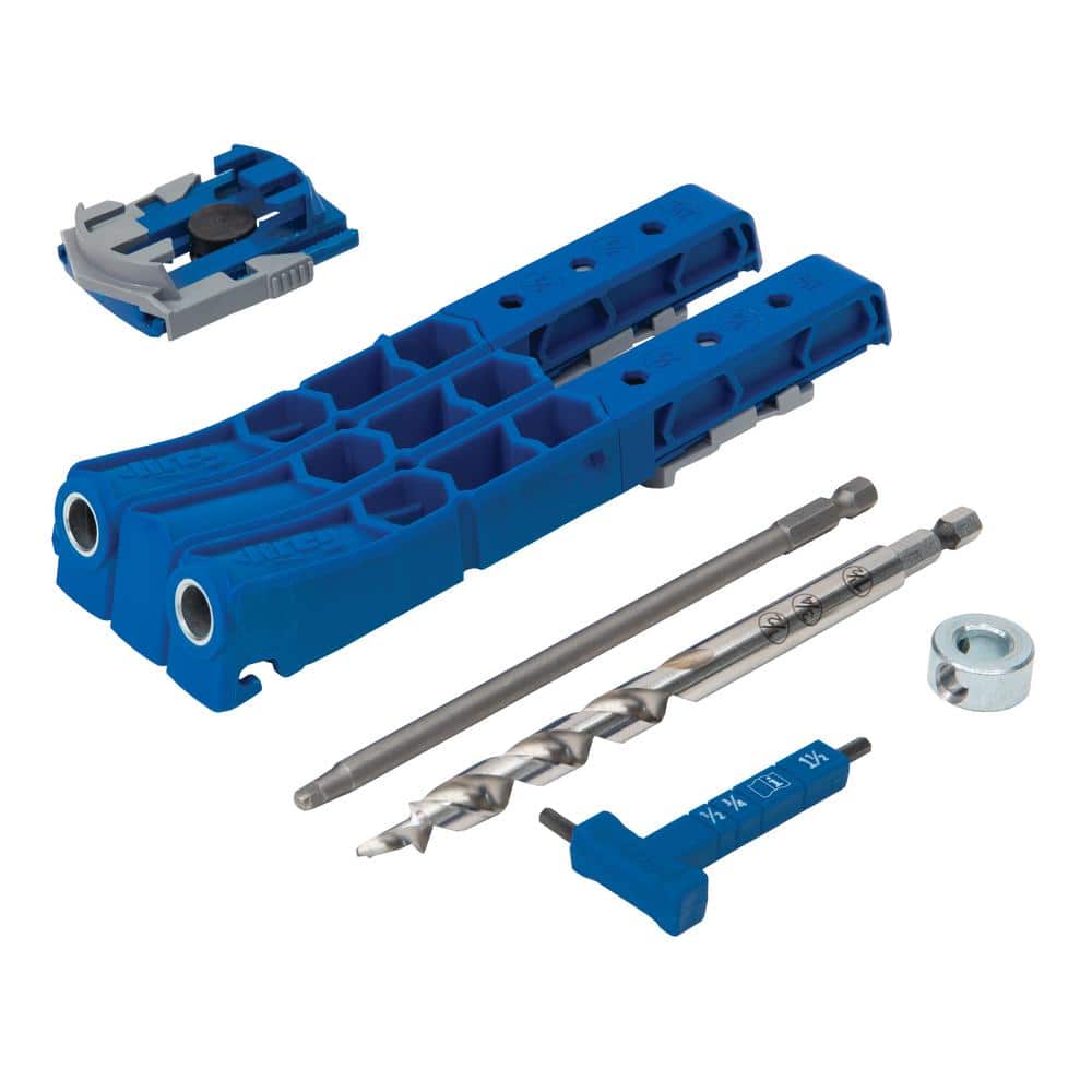 MulWark Premium Pocket Hole Jig System Kit - Including Two Holes Jig, Square Driver Bit, Hex Wrench, Depth Stop Collar, Step Drill Bit, Wooden Plugs