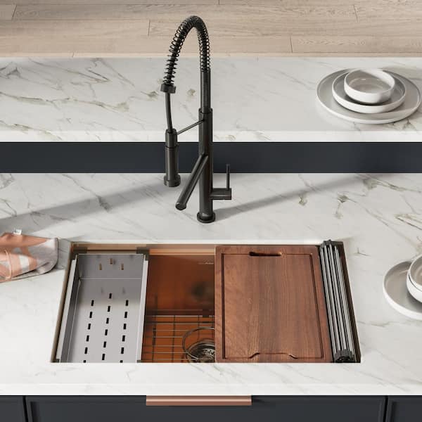 Tourner Stainless Steel 30 in. Single Bowl Undermount Workstation Kitchen Sink