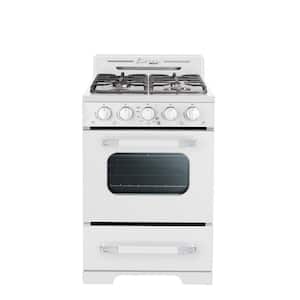 Off-Grid Classic Retro 24 in. 3 cu. ft. Retro Propane Gas Range with Battery Ignition in Marshmallow White