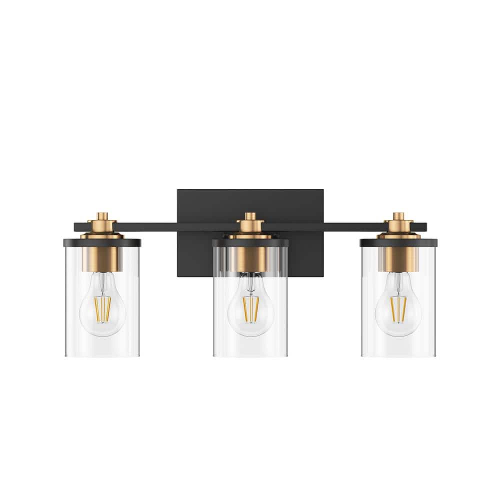 19.68 in. 3-Light Black and Bronze Bathroom Vanity Light Over Mirror Modern