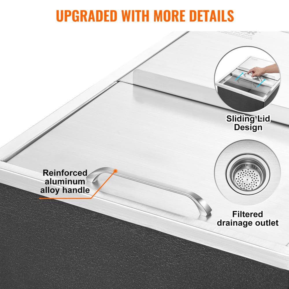 Stainless Steel Drop-In Ice Chest with Sliding Cover