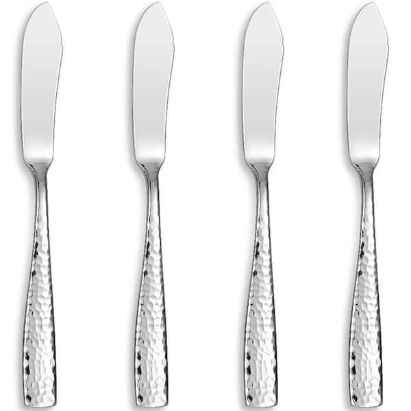 4-Piece Hammered Butter Knife Set in 18/10 Stainless Steel with Louis-Style Handles, Gift Box Included