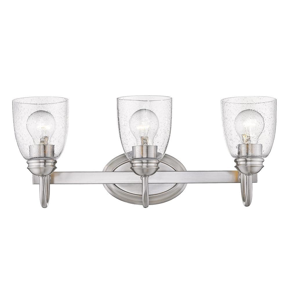 Parrish 3-Light Pewter Bath Vanity Sconce with Seeded Glass -  Golden Lighting, 8001-BA3 PW-SD