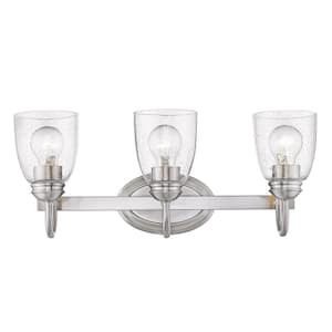 Parrish 3-Light Pewter Bath Vanity Sconce with Seeded Glass