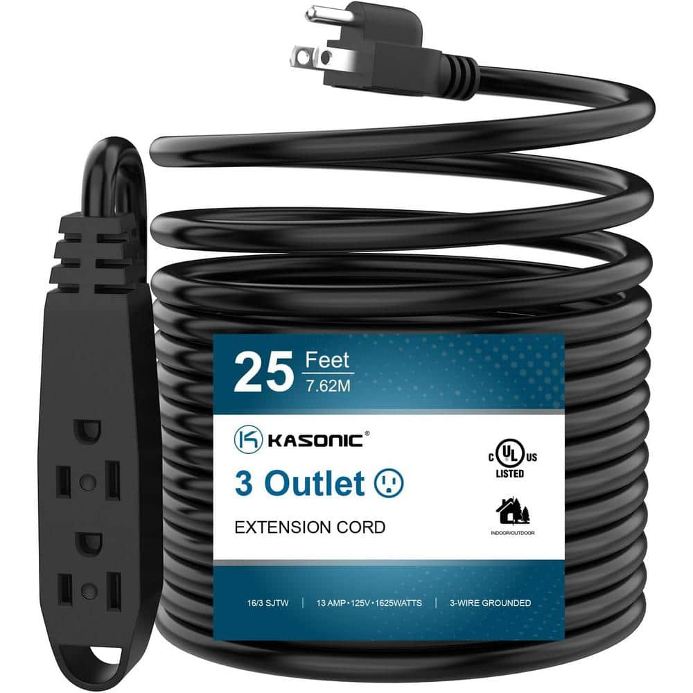 25 ft. 16/3 Heavy Duty Indoor/Outdoor Extension Cord SJTW UL Listed, Black (1-Pack) price history on PriceWatchPro