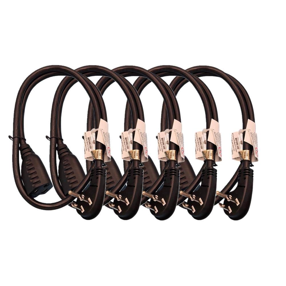 3 ft. 16/3 AWG Conductors Indoor Low Profile Angled (NEMA 5-15P to NEMA 5-15R) SJT/ Extension Cord Black (5-Pack) price history on PriceWatchPro