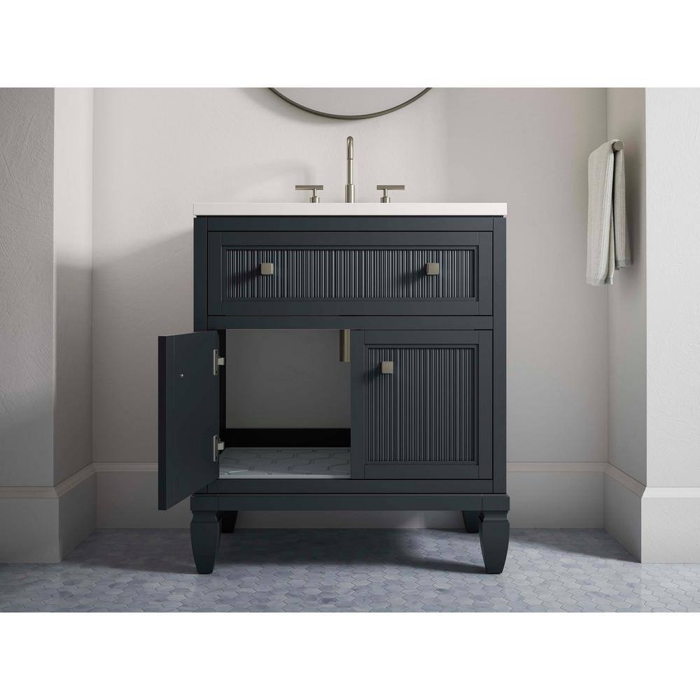 Hearthaven 30'' Slate Gray Freestanding Bathroom Vanity with Quartz Top