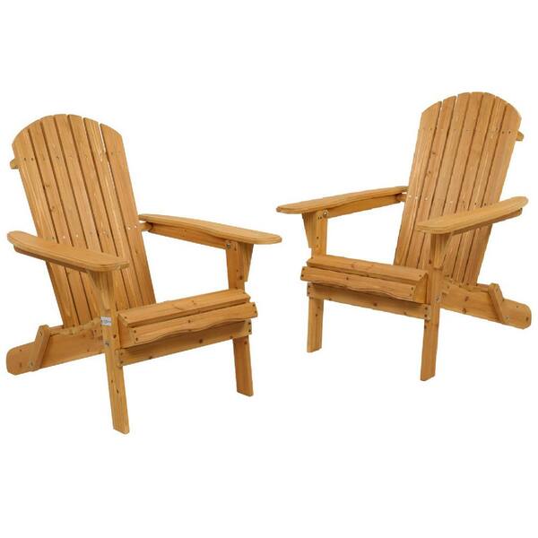 Winado Natural Stained Folding Wood Adirondack Chair (2Pack) 900969656365 The Home Depot