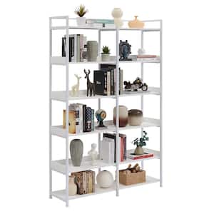 71 in. H Metal 6-Shelves Bookcase with Back and Side Panel in White