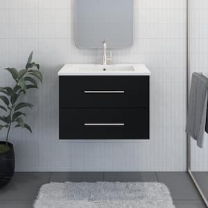 Napa 30 in. W x 20 in. D Single Sink Bathroom Vanity Wall Mounted In Matte Black with Acrylic Integrated Countertop