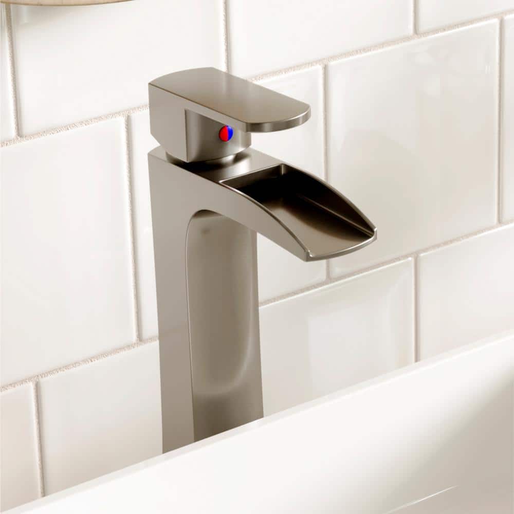 Stainless Steel Single Handle Vessel Bathroom Faucet with Pop-Up Drain