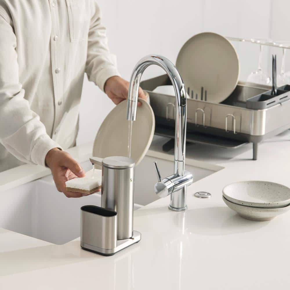 Brushed Stainless Steel Touch-Free Sensor Soap Pump with Caddy