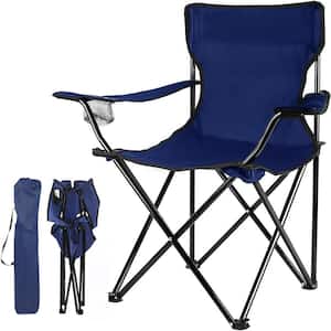 Navy Blue Alloy Steel, Polyester Portable Folding Camping Chair with Storage Bag