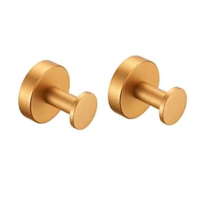 Wall-Mounted Round Bathroom Robe Hook and Towel Hook in Gold (1 Bx-Box)