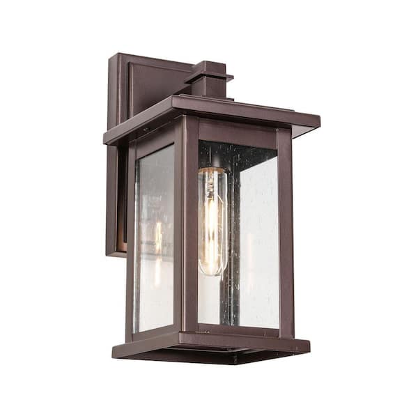 1-Light Oil Rubbed Bronze Not Motion Sensing Outdoor Hardwired Wall Lantern Sconce (Bulb Not Included)