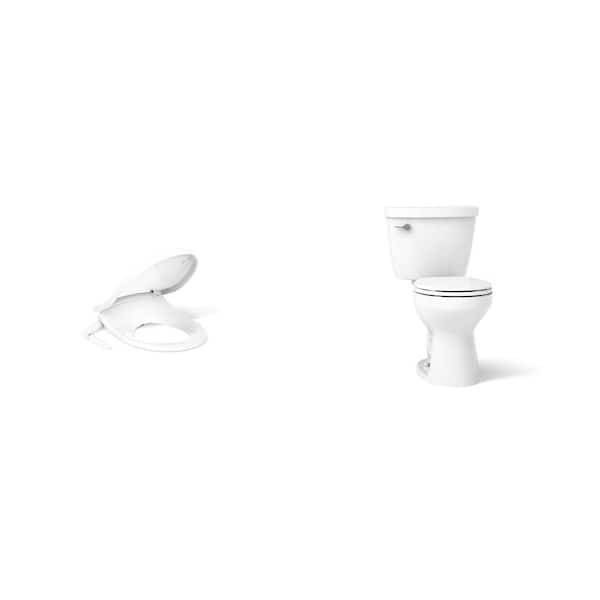 Purewash M250 White Non-Electric Bidet Seat and Cimarron 12 in. Rough In Toilet with Soft Close Seat Combo