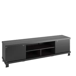 Holland 71 in. Black Ravenwood TV Stand Fits TVs Up to 80 in. with Storage Doors