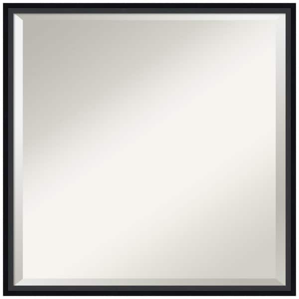 Amanti Art Medium Square Satin Black Beveled Glass Modern Mirror (21 in. H x 21 in. W)