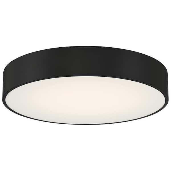 Access Lighting Como 13.75 in. 1-Light Black Flush Mount with Acrylic Shade