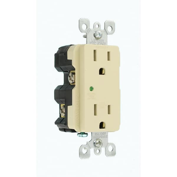 Decora Plus 15 Amp 125 V Surge Protective Duplex Outlet/Receptacle, Ivory (1-Pack) 5280-I
