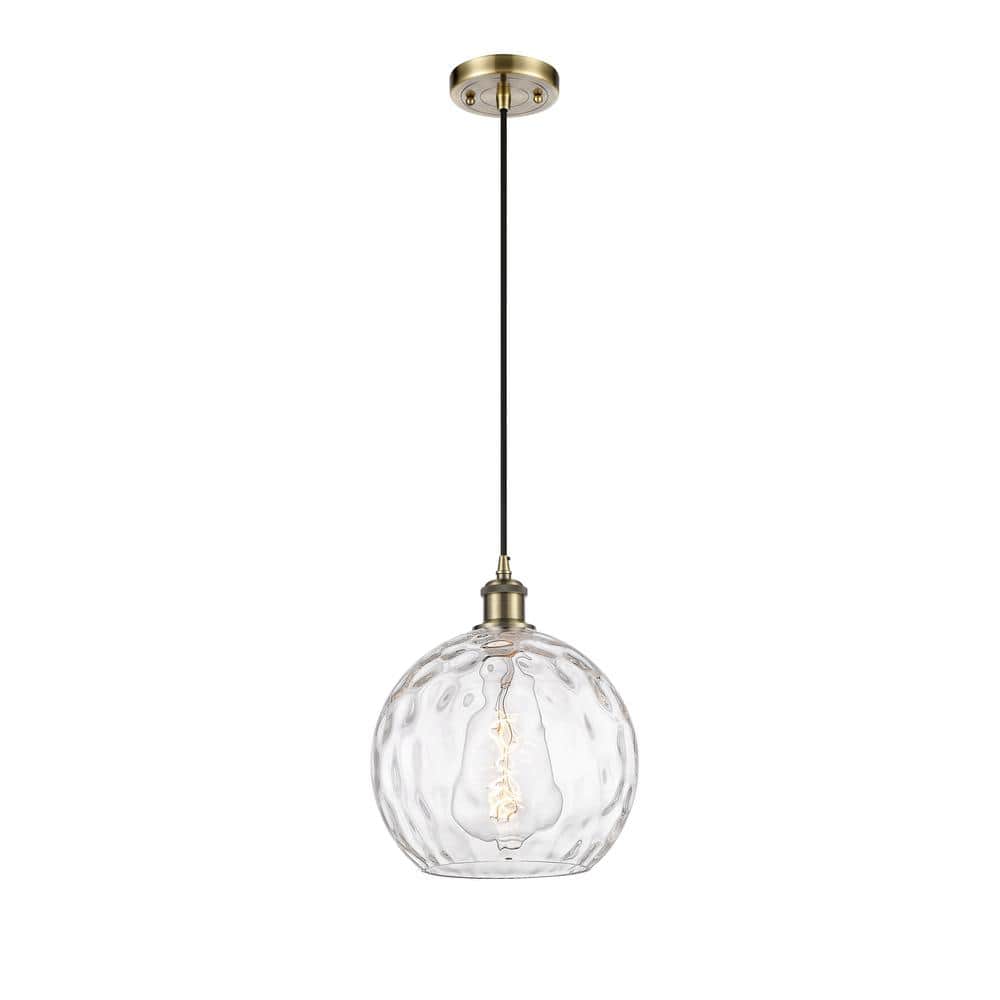 Athens Water Glass 60-Watt 1 Light Antique Brass Shaded Mini Pendant Light with Clear glass Clear Glass Shade price history on PriceWatchPro