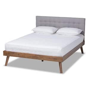Devan Light Grey and Walnut Full Platform Bed