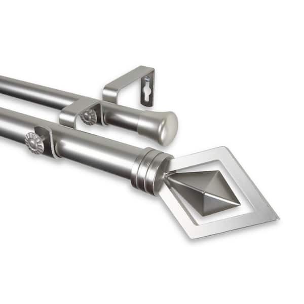 Rod Desyne Lenore 160 in. - 240 in. Adjustable 1 in. Dia Double Curtain Rod in Satin Nickel