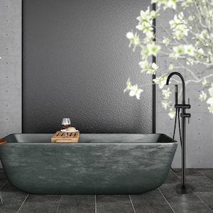 2-Handle Floor-Mount Roman Tub Faucet with Hand Shower in Matte Black