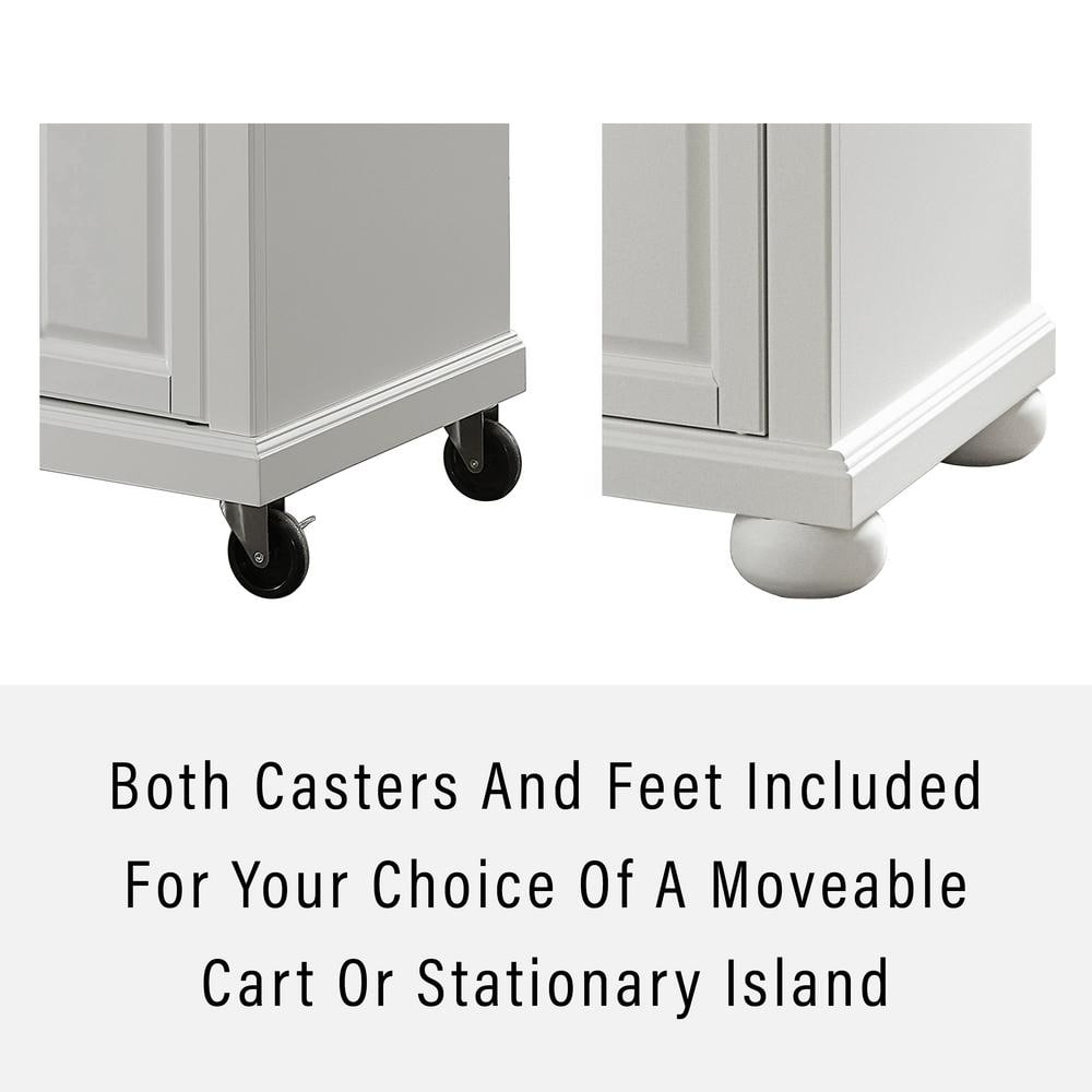 Alexandria White Kitchen Island with Gray Granite Top