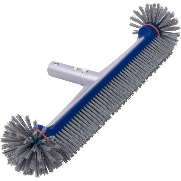 ITOPFOX 4.7 in. H Pool Brush Head Round Ends Pool with Aluminum Handle & Durable Nylon Bristles for Cleaning Pool Walls in Blue