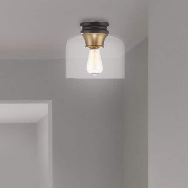 Ezra 9 in. Transitional Vintage Bronze Medium-Base (E26) Bulb Flush Mount for Kitchens