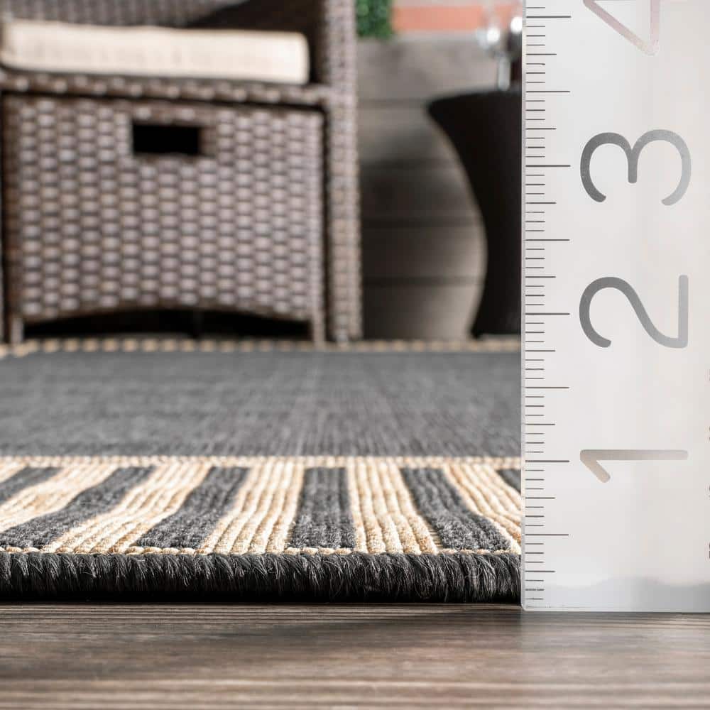 Dark Grey Rectangular Synthetic Indoor/Outdoor Area Rug