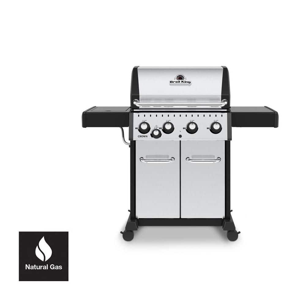 Crown S 440 4-Burner Natural Gas Grill in Stainless Steel with Side Burner