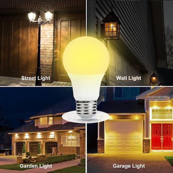 40-Watt Equivalent A19 6W Non-Dimmable Dusk to Dawn LED Light Bulb E26 Base in Warm White 2700K (4-Pack)