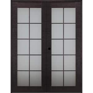 Avanti 10-Lite Frosted Glass 48 in. x 84 in. Right Hand Active Black Apricot Composite Wood Double Prehung French Door